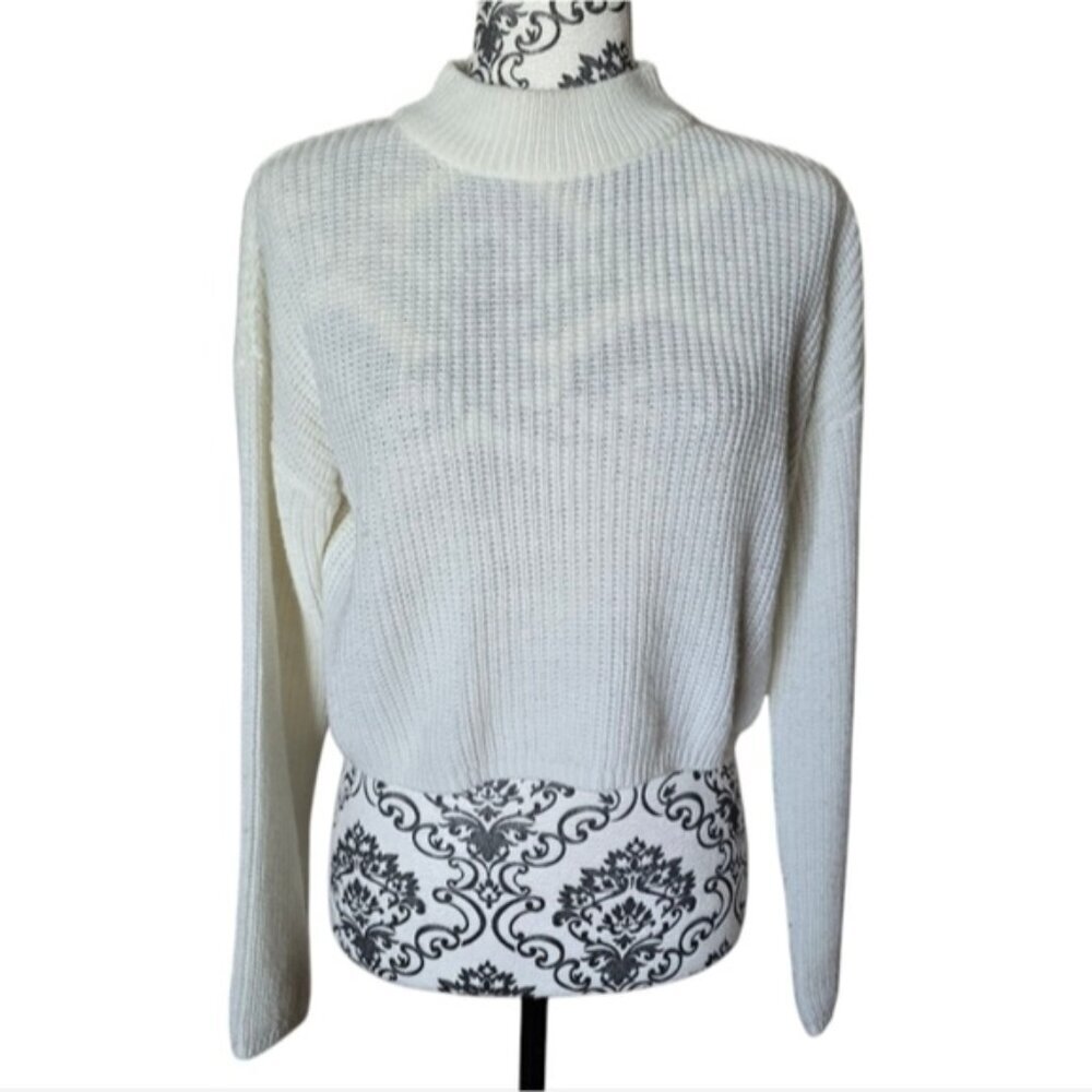 Brave Soul London mock-neck knit cropped lightweight sweater size XS
